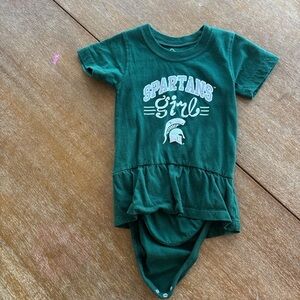 Spartans Girl Green Ruffled Kids One-Piece Bodysuit